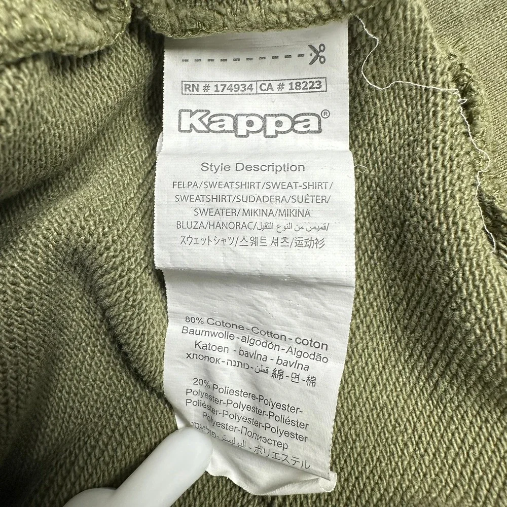 Vintage Kappa Hoodie Men's Khaki Green Pullover Sweatshirt‎ Logo XXL 2XL